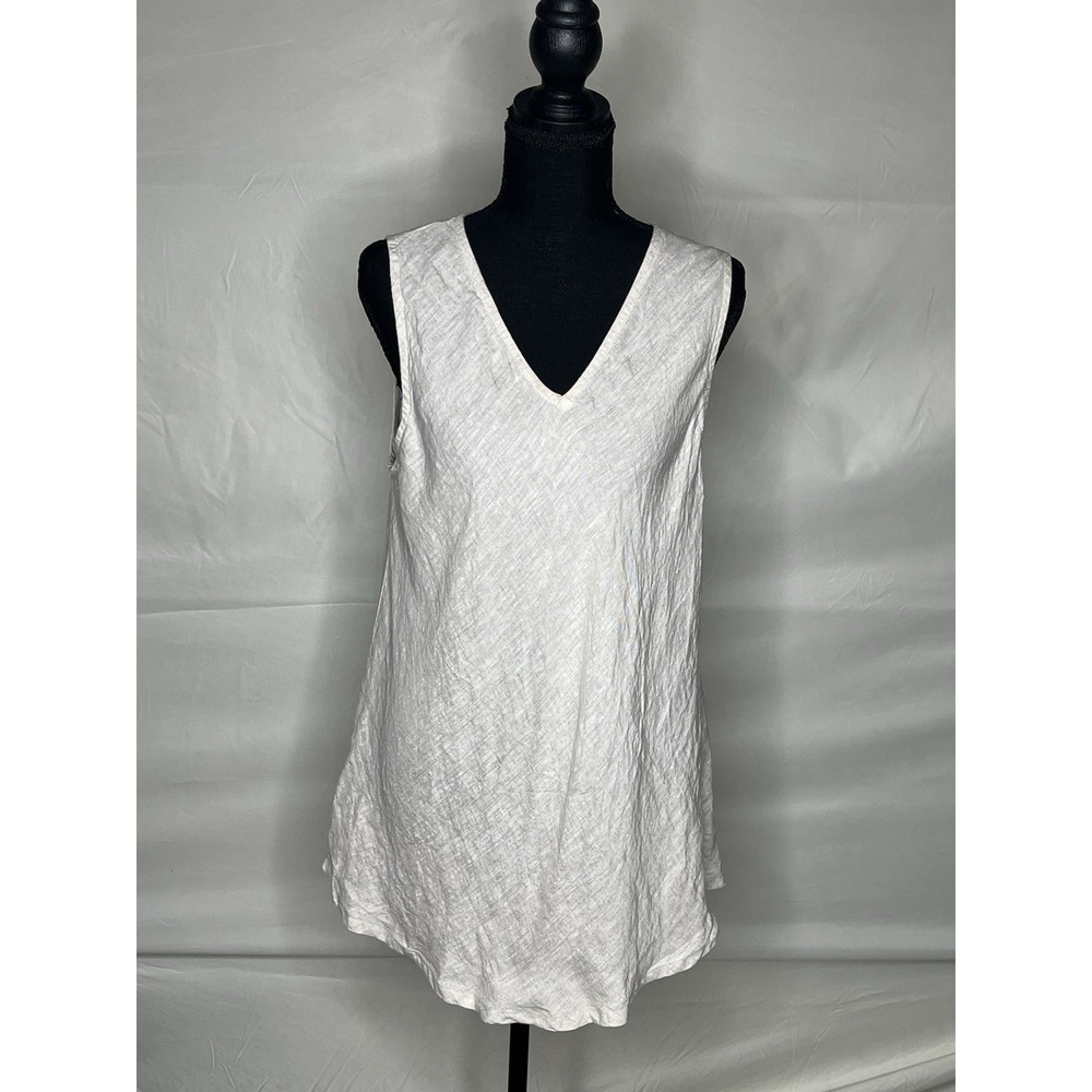 Match Point Women's White Linen Shirt Tank V Neck New With Tags